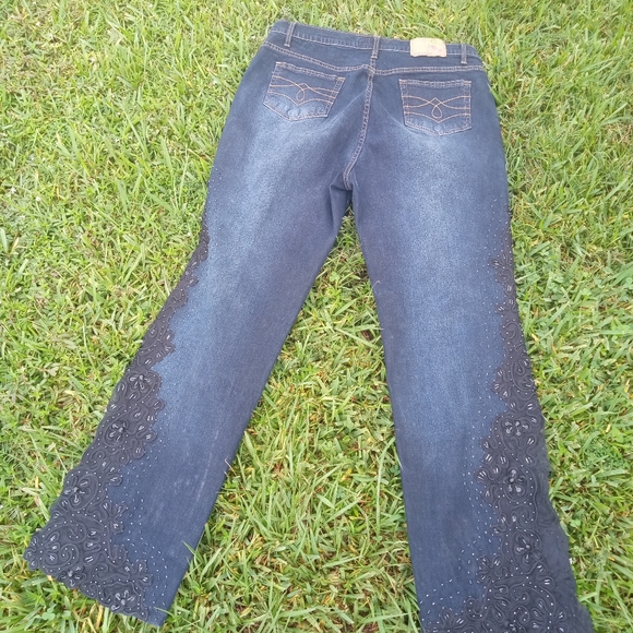 VINTAGE FANCY EMBELLISHED "SASSY THAI" BLUE DENIM JEANS SIZE 16 - Picture 16 of 16